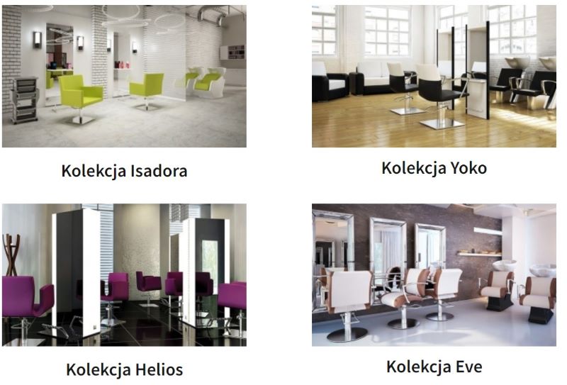 kolekcje w perfect studio - meble fryzjerskie isadora, yoko, helios, eve