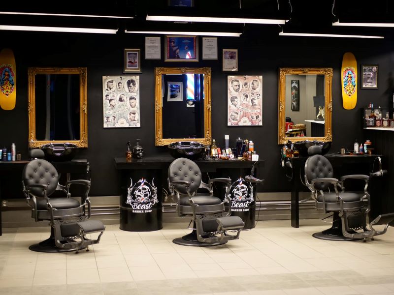 salon barberski urządzony przez perfect studio