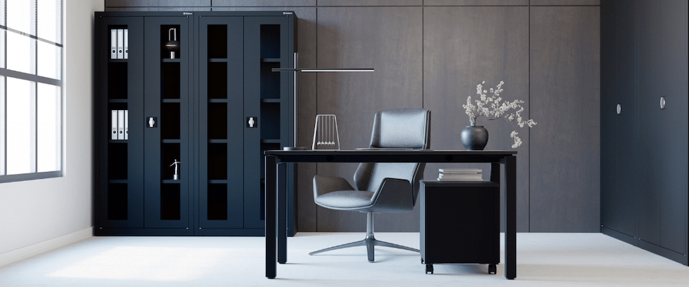 elegancka szafka biurowa z metalu eleganckie czarne meble biurowe