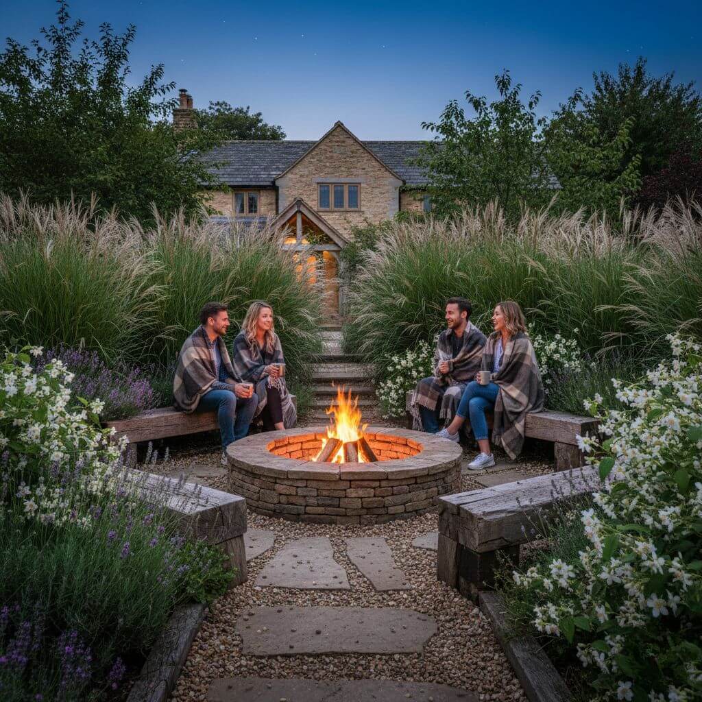 Rustykalne miejsce na palenisko w ogrodzie Inspiracje - miejsce na ognisko w ogrodzie w stylu rustykalnym
