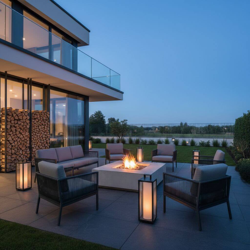 Inspiracje - miejsce na ognisko w ogrodzie. Składzik na drewno Pomysł na przechowywanie drewna w ogrodzie