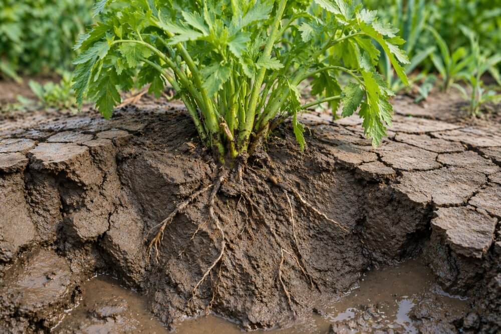 dlaczego lubczyk nie chce rosnąć - przykład zbyt zbitej gleby dlaczego lubczyk nie chce rosnąć na przykładzie zbyt zbitej gleby