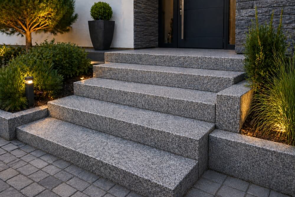 inspiracje na schody zewnętrzne na przykładzie schodów granitowych 