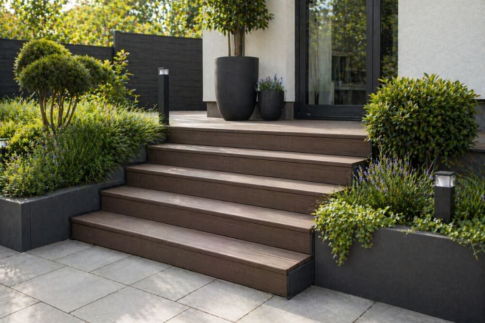 inspiracje na schody zewnętrzne na przykładzie schodów z kompozytu