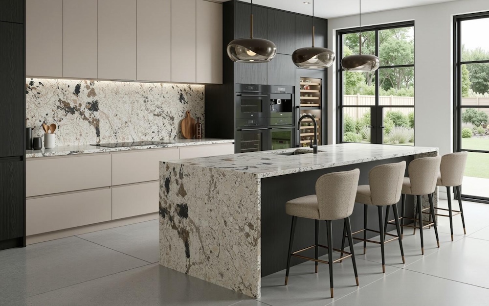 kuchnia z jasnym kamieniem 