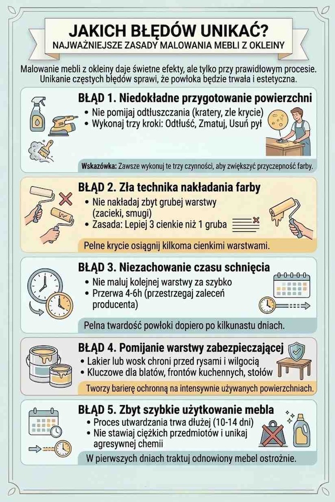 malowanie mebli z okleiny - błędy 