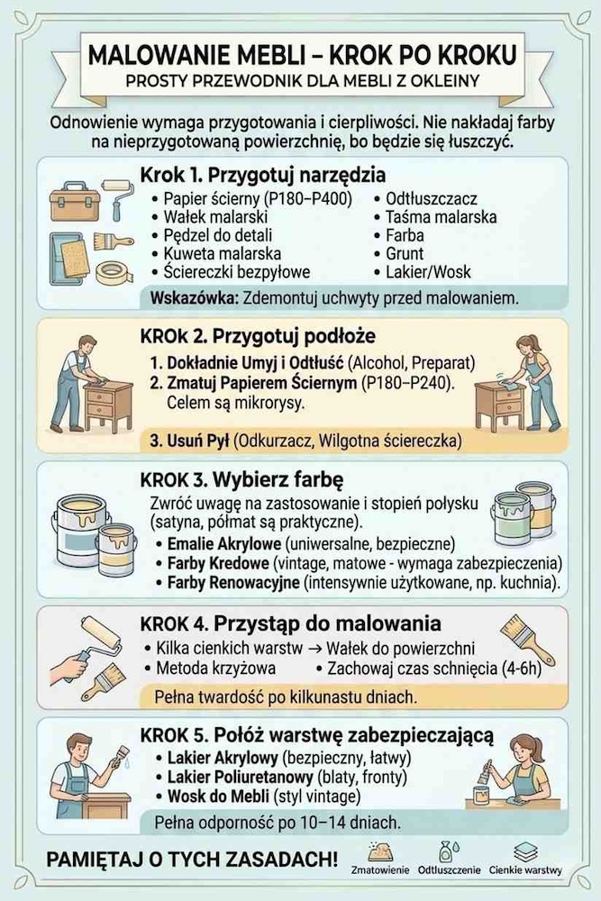 malowanie mebli z okleiny - instrukcja 
