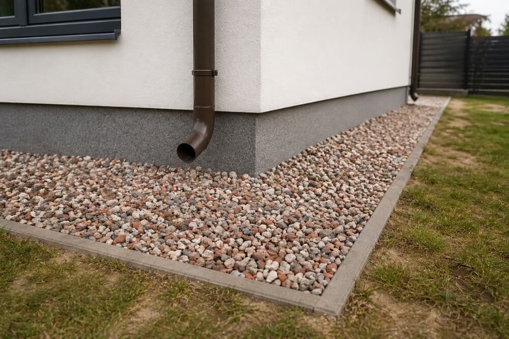 najtańsza opaska wokół domu na przykładzie tłucznia z recyklingu