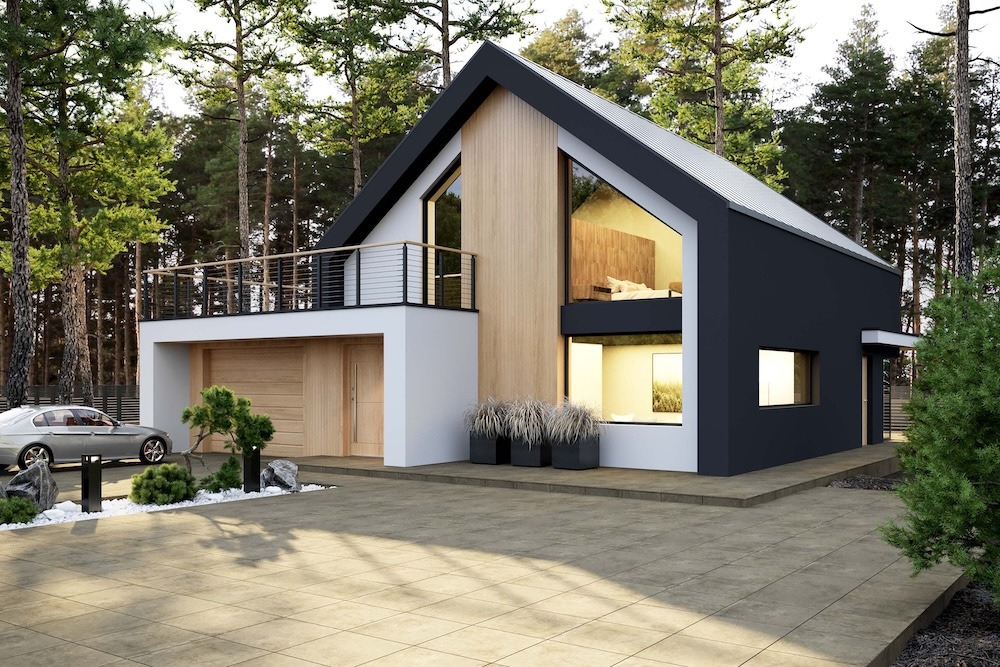 podjazd z gresu z kolekcji Downtown Nowoczesny podjazd przed domem z płyt STAR 3.0 z kolekcji Downtown