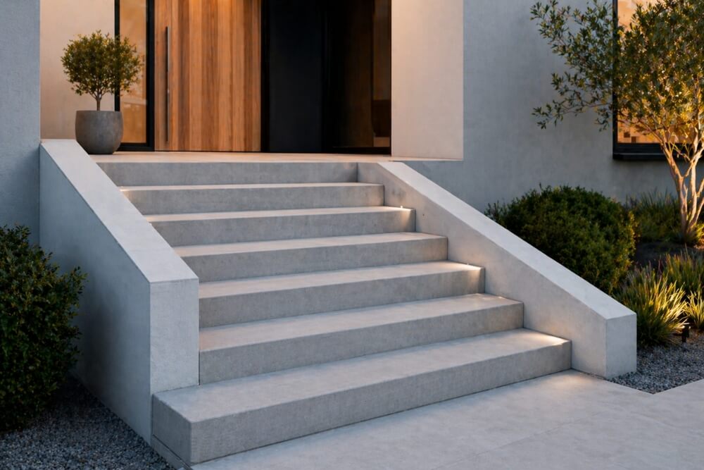 schody zewnętrzne dywanowe w stylu minimalistycznym