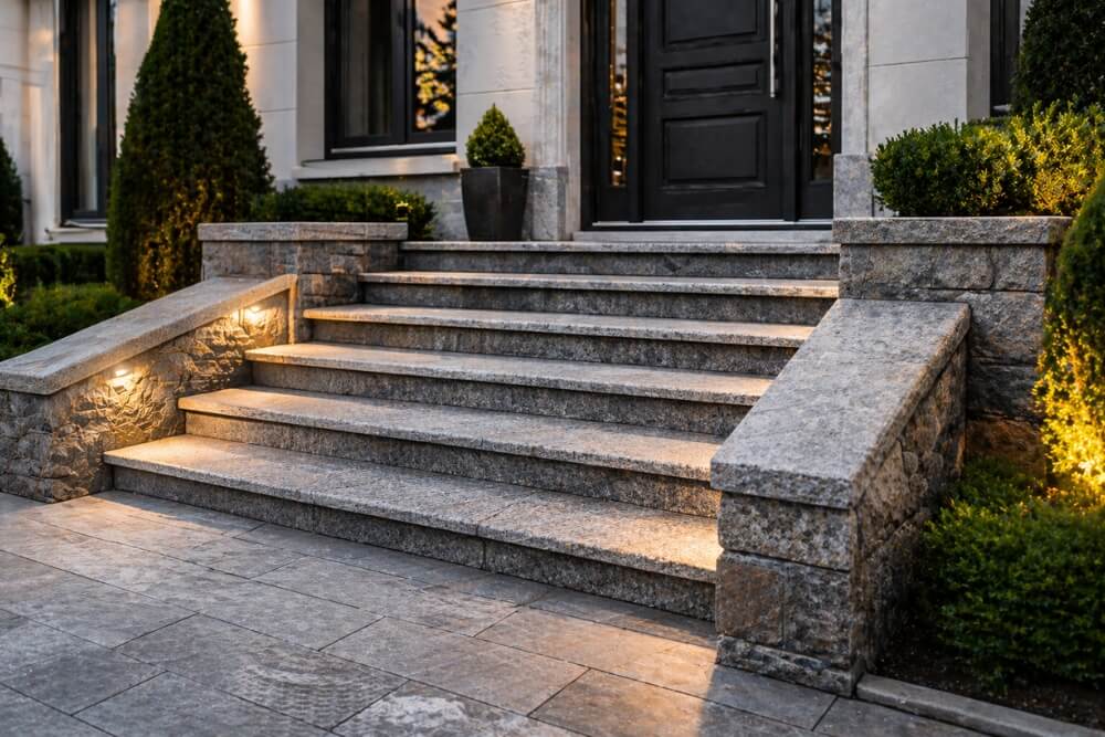 schody zewnętrzne wykonane z kamienia