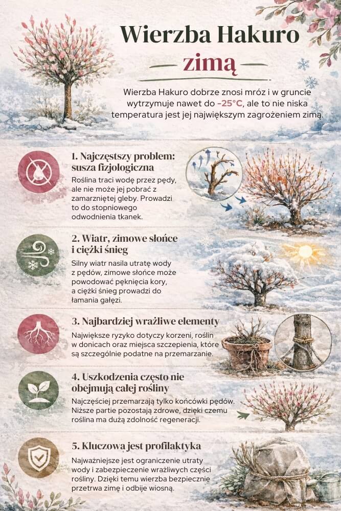 wierzba hakuro zimą - największe zagrożenia