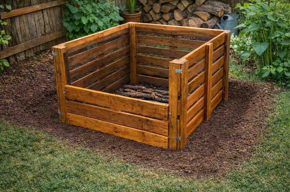 zabezpieczenie drewna palet bejcą malowanie kompostownika z palet bejcą