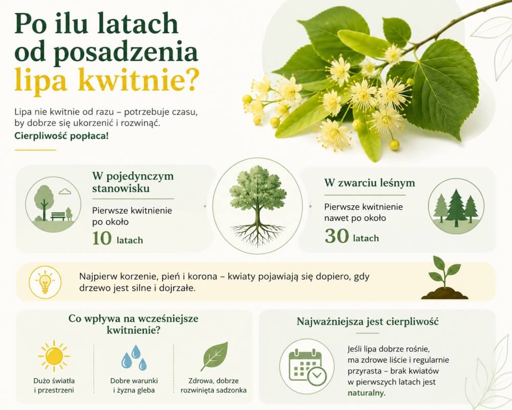 po ilu latach od posadzenia lipa kwitnie