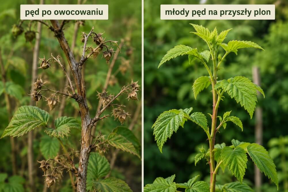 dlaczego maliny nie owocują na przykładzie usunięcia pędów owocujących