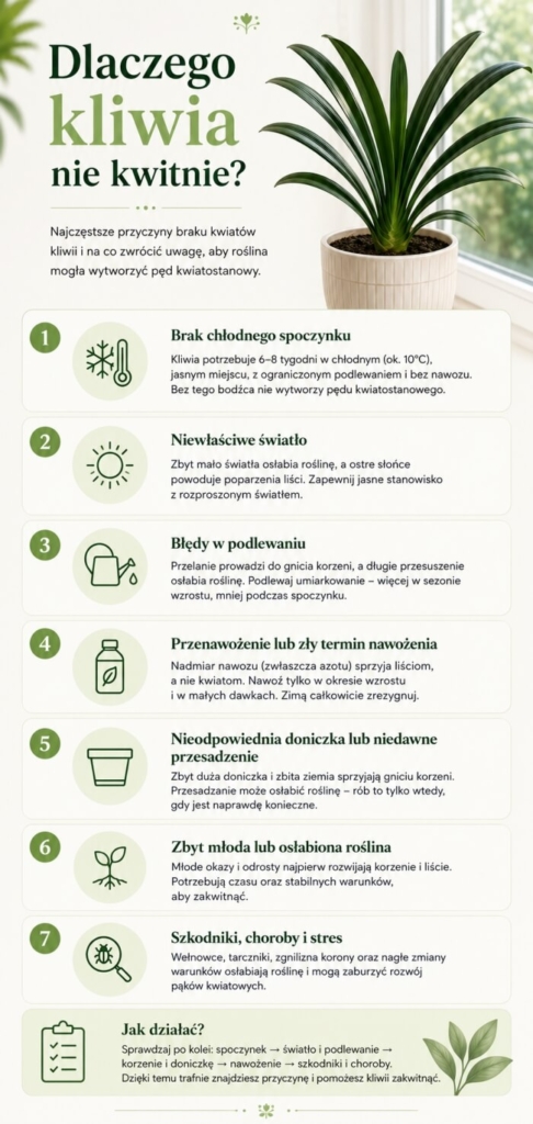 powody dlaczego kliwia nie kwitnie