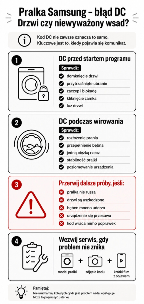 pralka samsung błąd dc - drzwi czy niewyważony wsad