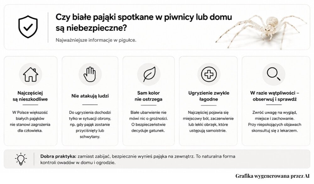 białe pająki w piwnicy i domu - czy są groźne