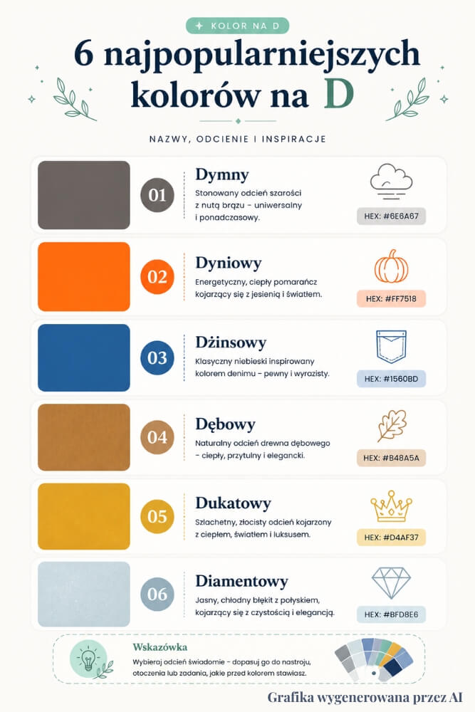 kolor na d - 6 najpopularniejszych kolorów kolor na d - 6 popularnych odcieni