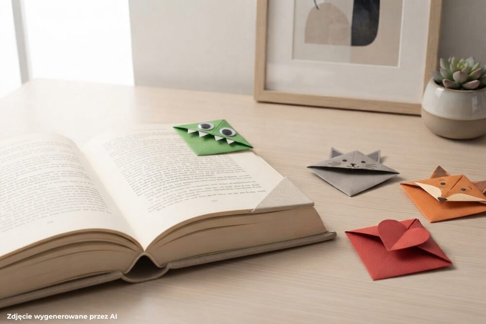 pomysł na zakładkę do książki na przykładzie zakładki narożnej origami