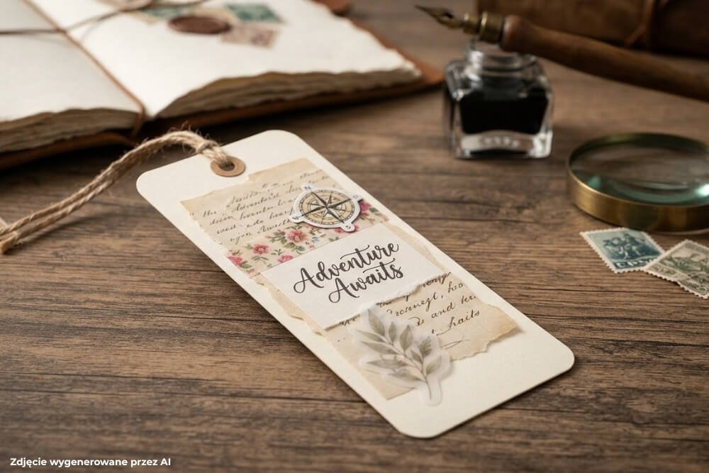 pomysł na zakładkę do książki na przykładzie zakładki scrapbookowej
