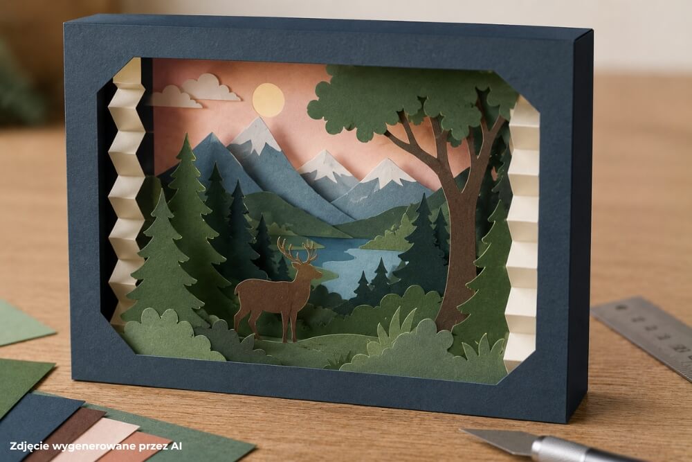 warstwowa scena papierowa „paper peepshow”